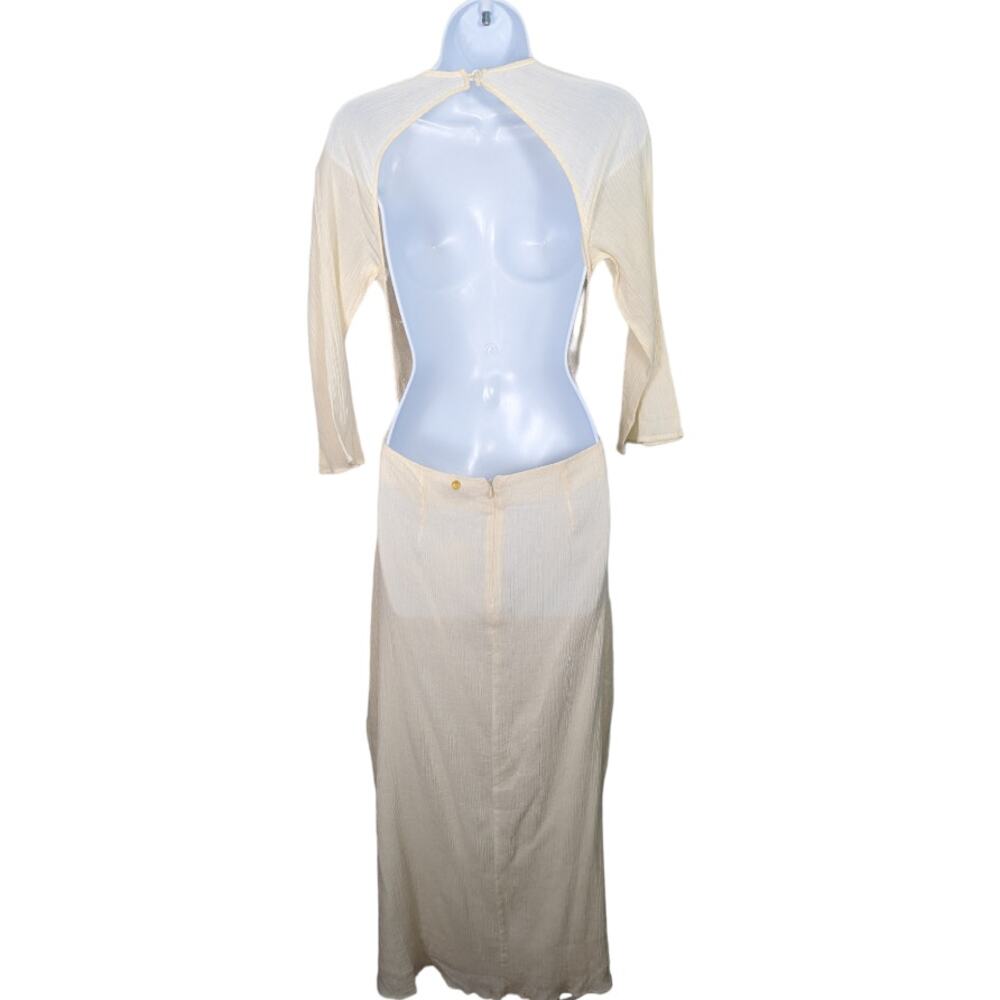 Antik Batik Lacy Longdress Cream Crochet Backless Maxi Dress Gauze NEW Small - Picture 3 of 10